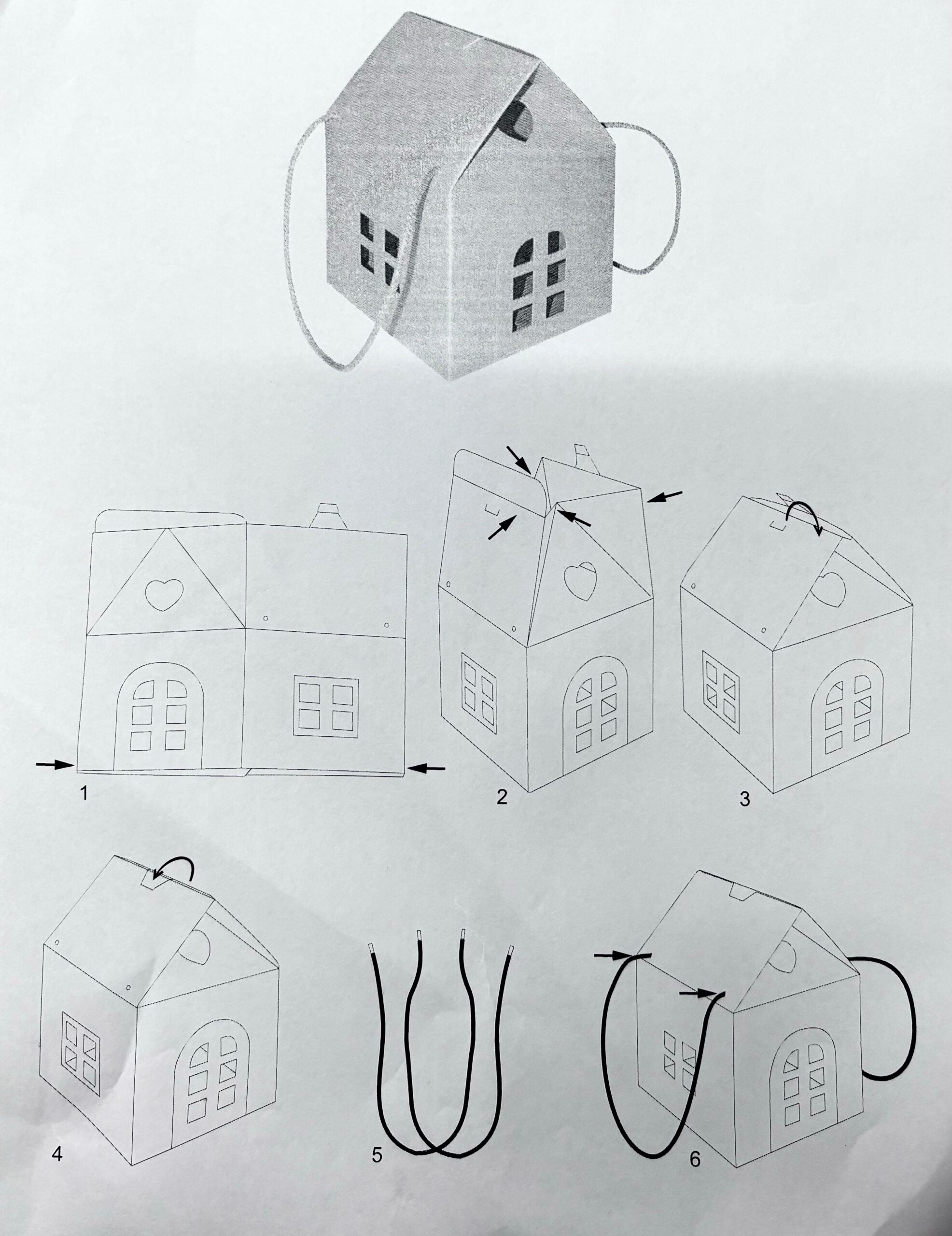 Kraft Christmas House Gift Box with Handles