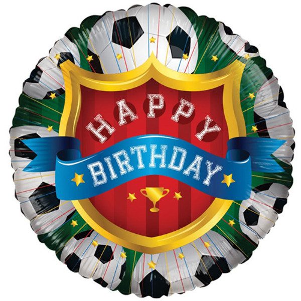 Kaleidoscope 18 inch Happy Birthday Football Crest Foil Balloon_15170-18-500__03465