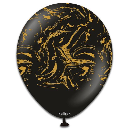 Kalisan 12 inch Nebula Print Black & Gold Latex Balloon