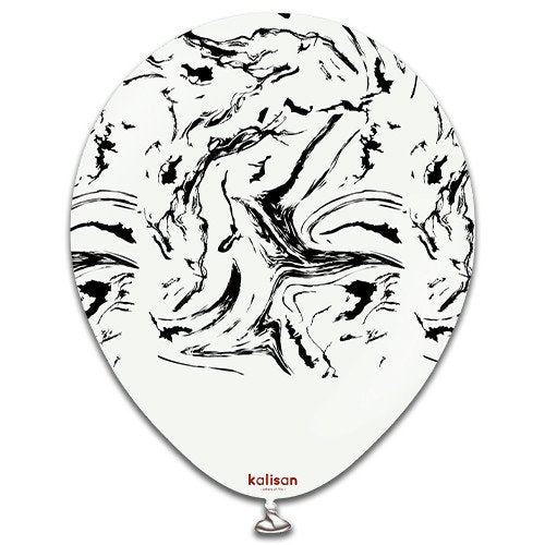 Kalisan 12 inch Nebula Print White & Black Latex Balloon