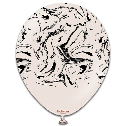 Kalisan 12 inch Nebula Print White Sand & Black Latex Balloon