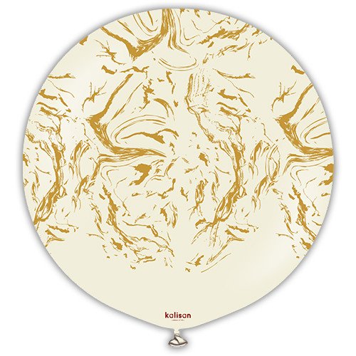 Kalisan 24 inch Nebula Print White Sand & Gold Latex Balloon