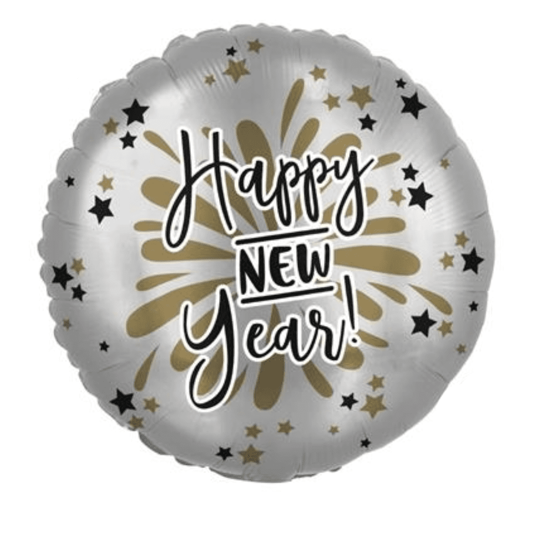 North Pole 18 inch Silver Happy New Year Foil Balloon_X31673