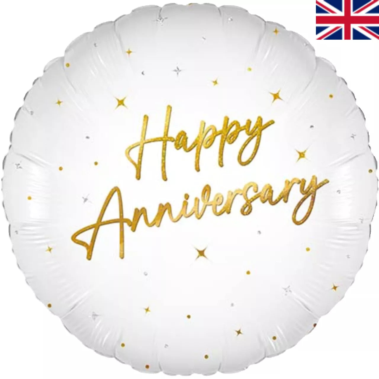 Oaktree 18 inch Happy Anniversary White Elegant Sparkle Holographic Foil Balloon