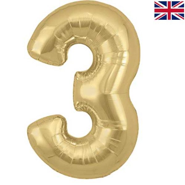 Oaktree 34 inch Gold Silk Number 3 Foil Balloon_3__43925