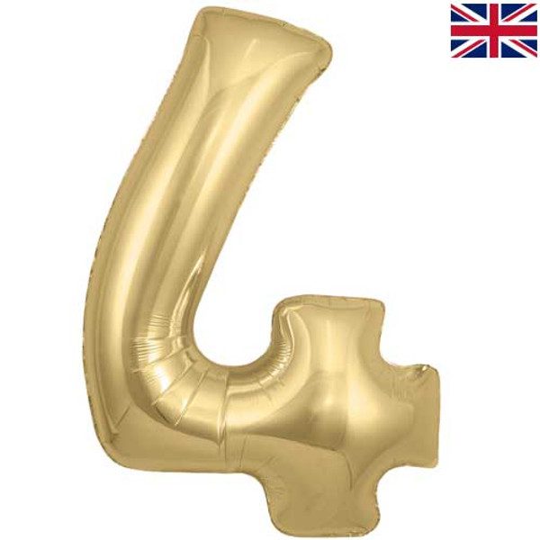 Oaktree 34 inch Gold Silk Number 4 Foil Balloon_607248-500__14638