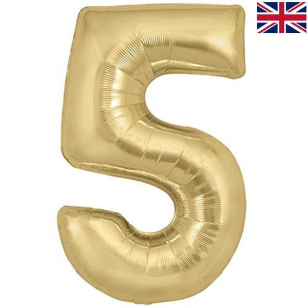 Oaktree 34 inch Gold Silk Number 5 Foil Balloon_5__67309