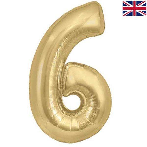 Oaktree 34 inch Gold Silk Number 6 Foil Balloon_6__71758