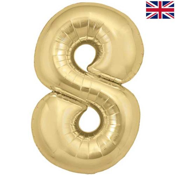 Oaktree 34 inch Gold Silk Number 8 Foil Balloon_8__19025