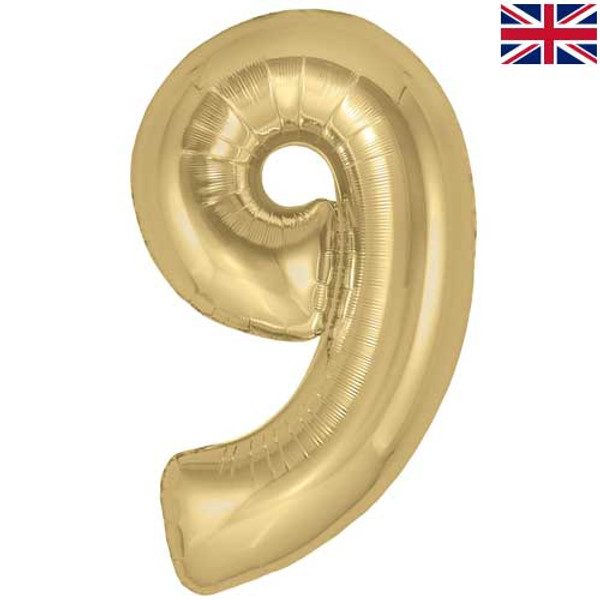 Oaktree 34 inch Gold Silk Number 9 Foil Balloon_607293-500__41641