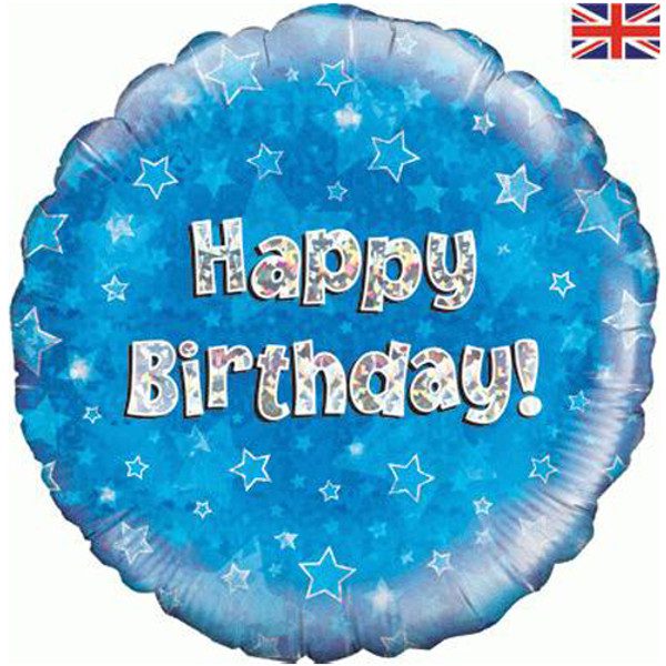 Oaktree Oaktree 18 inch Happy Birthday Blue Holographic Foil Balloon_227802-HappyBirthdayBlue-500__22717