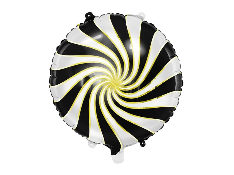 Party Deco 14 inch Candy Black White Swirls Foil Balloon_FB20M-010