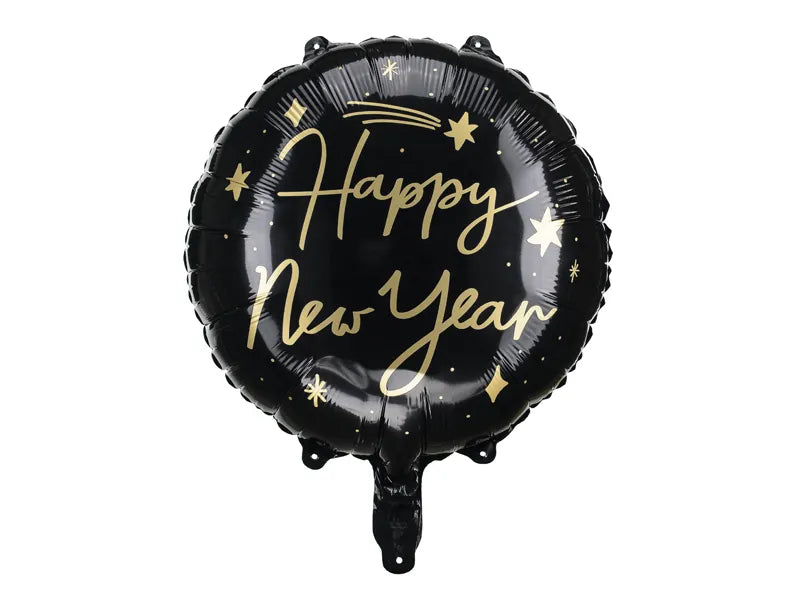 Party Deco 14 inch Happy New Year Black Foil Balloon_FB162