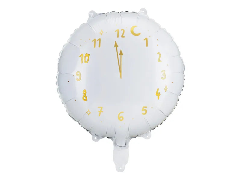 Party Deco 14 inch White New Year Clock Foil Balloon_FB159-008
