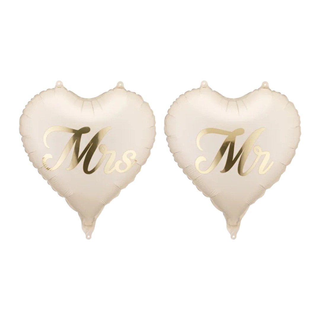 Party Deco 18 inch MR And MRS Cream Heart Foil Balloon