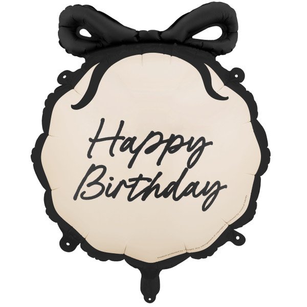 Party Deco 19 inch Happy Birthday Black Bow Foil Balloon