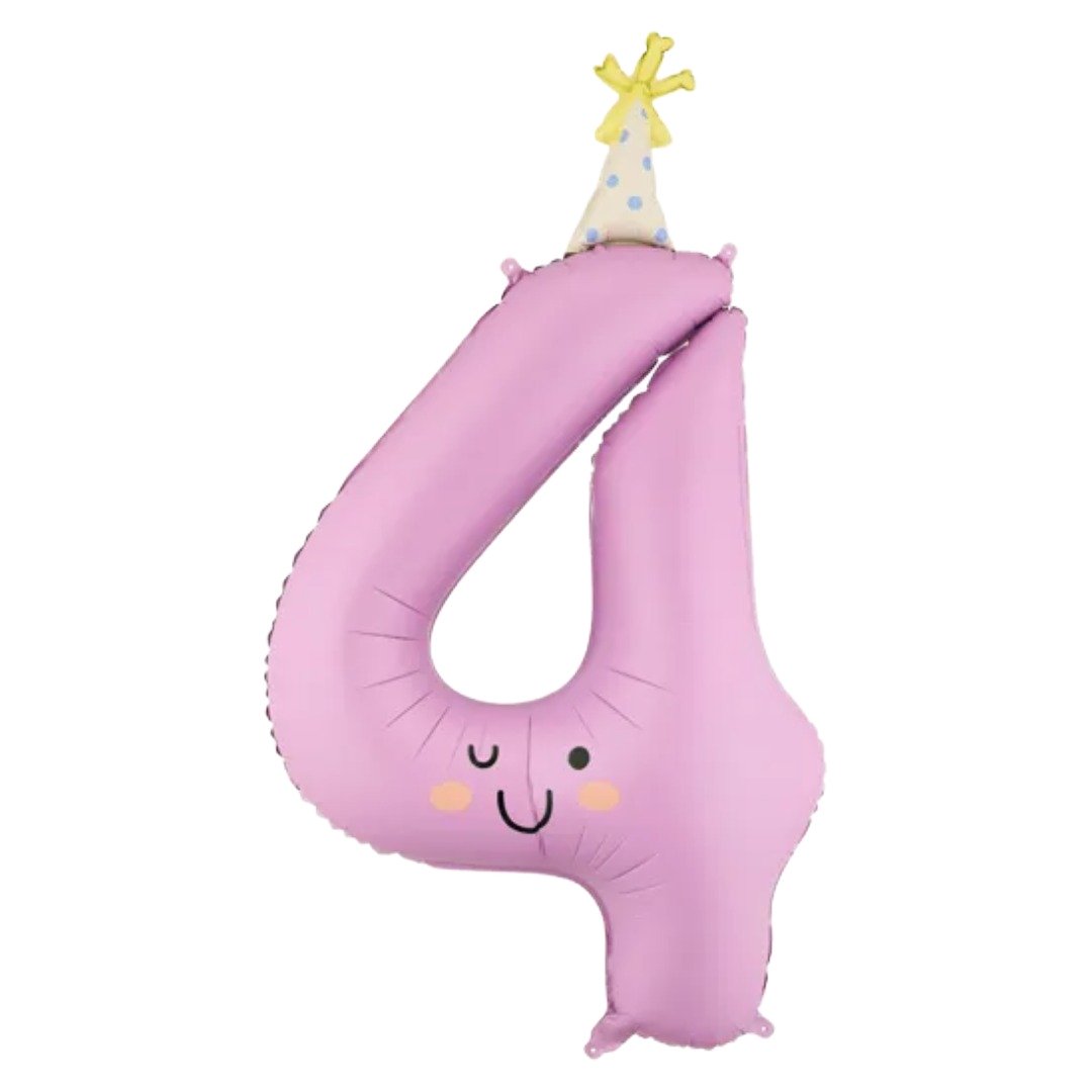 Party Deco 34 inch Party Hat Lavender Number 4 Foil Balloon