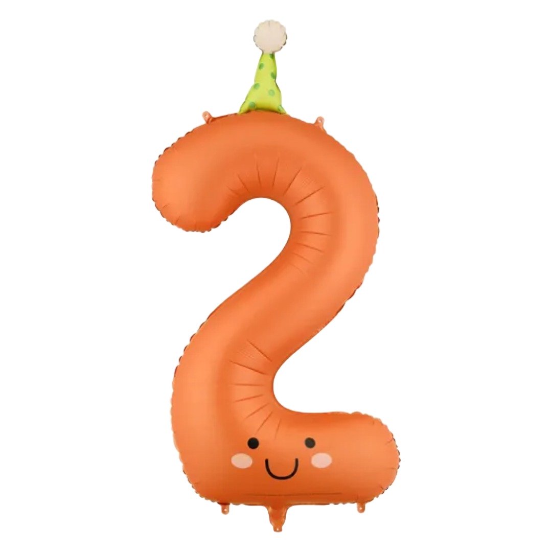 Party Deco 34 inch Party Hat Orange Number 2 Foil Balloon