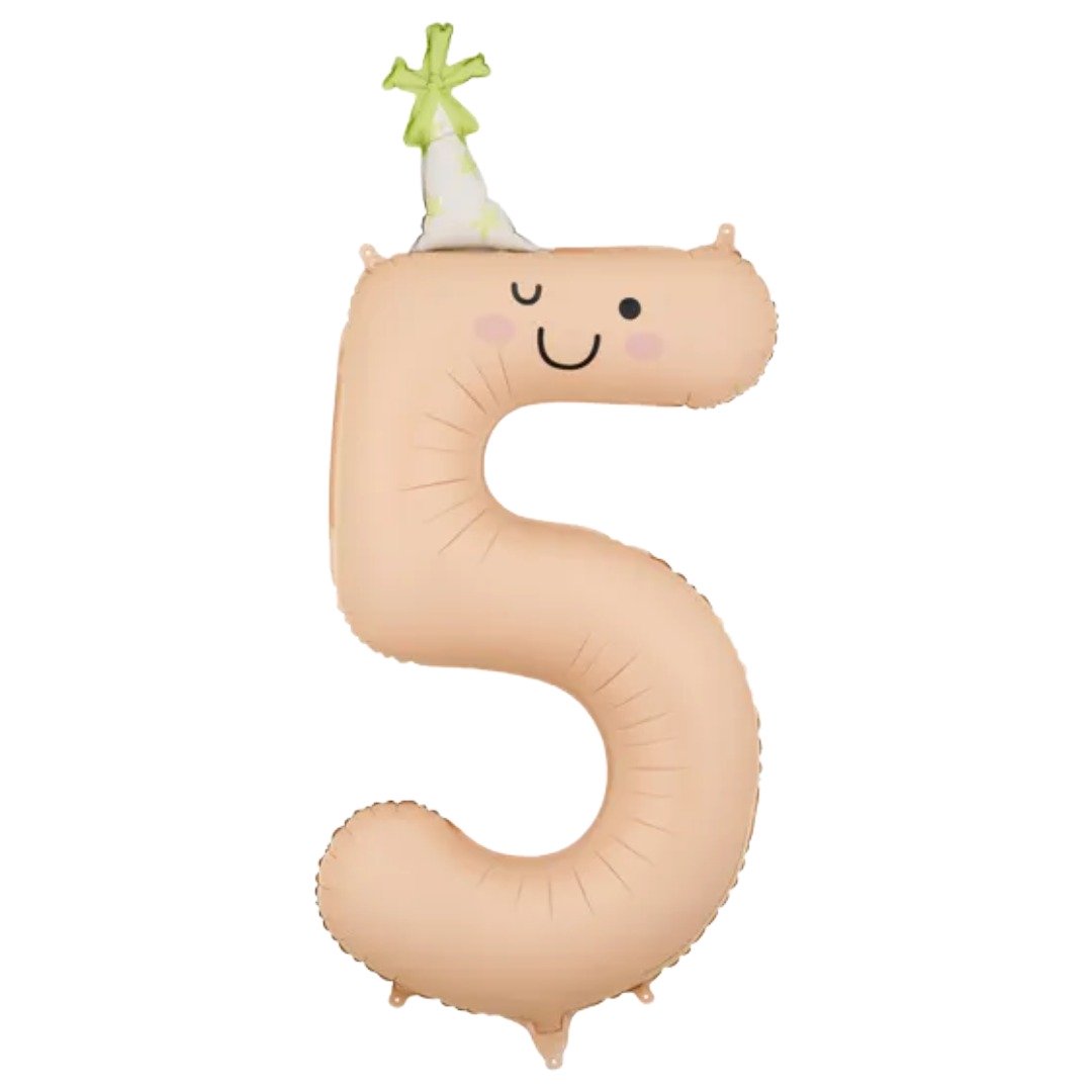 Party Deco 34 inch Party Hat Peach Number 5 Foil Balloon