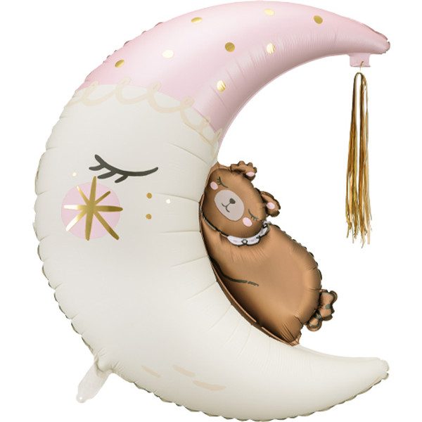 Party Deco 34 inch Pink Teddy Bear on the Moon Foil Balloon_FB196-500__24526