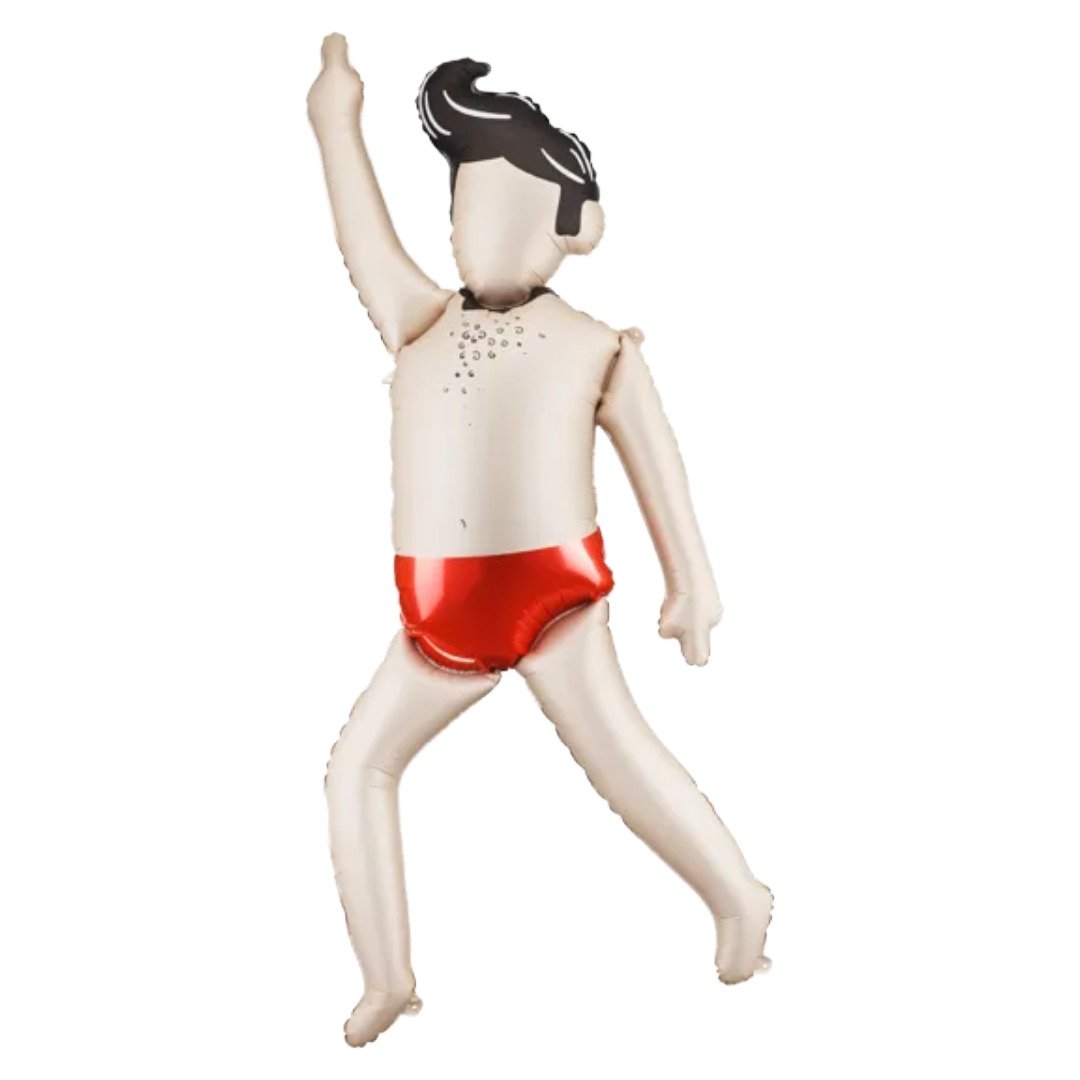 Party Deco 62 inch Guy Cream & Red With Black Hair Foil Balloon
