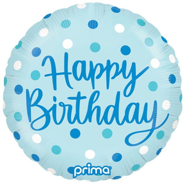 Prima 18 inch Happy Birthday Blue Dots Foil Balloon_PF-BDBL-18-50-1-500__42356