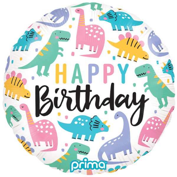 Prima 18 inch Happy Birthday Colourful Dinos Foil Balloon_PL-GGLD-5-10-100-500__75544