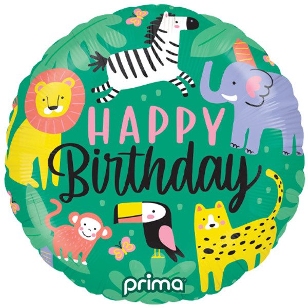 Prima 18 inch Happy Birthday Jungle Animals Foil Balloon_PF-BDJG-18-50-1-500__21953