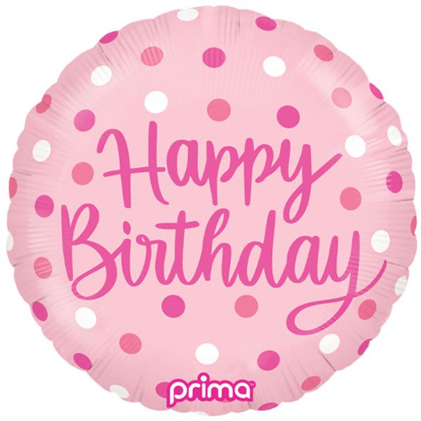 Prima 18 inch Happy Birthday Pink Dots Foil Balloon_PF-BDPK-18-50-1-500__59238