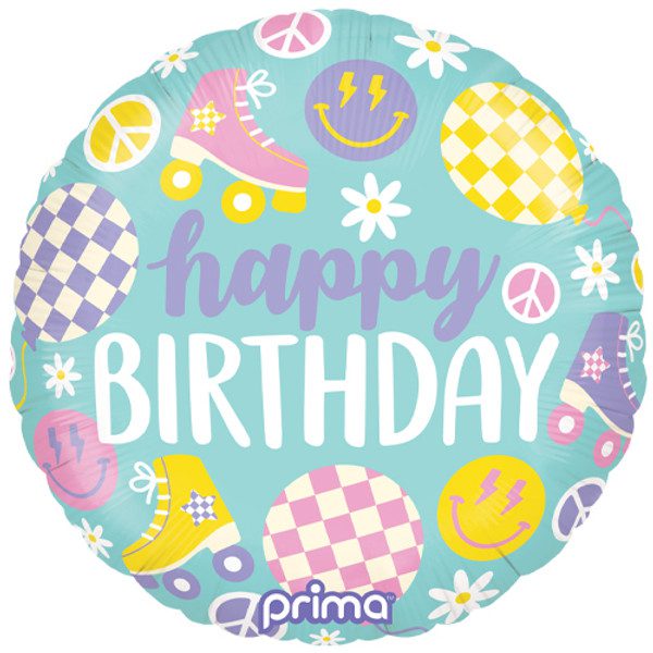 Prima 18 inch Happy Birthday Retro Skates Foil Balloon_PF-RSKT-18-50-1-500__60742