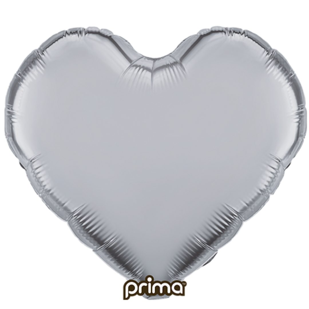 Prima 18 inch Silver Heart Foil Balloon