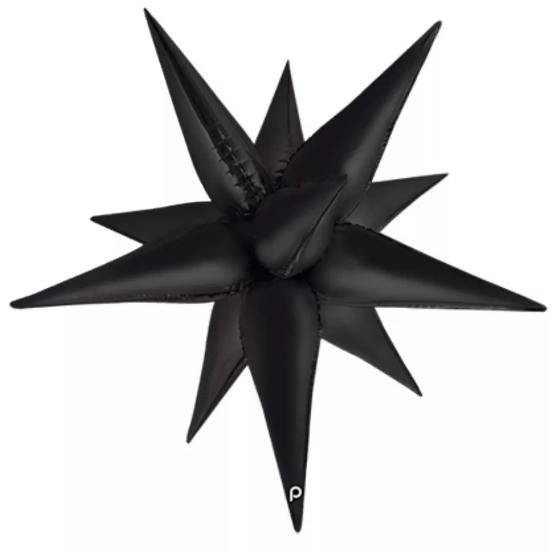 Prima 26 inch Black Satin Starburst Foil Balloon
