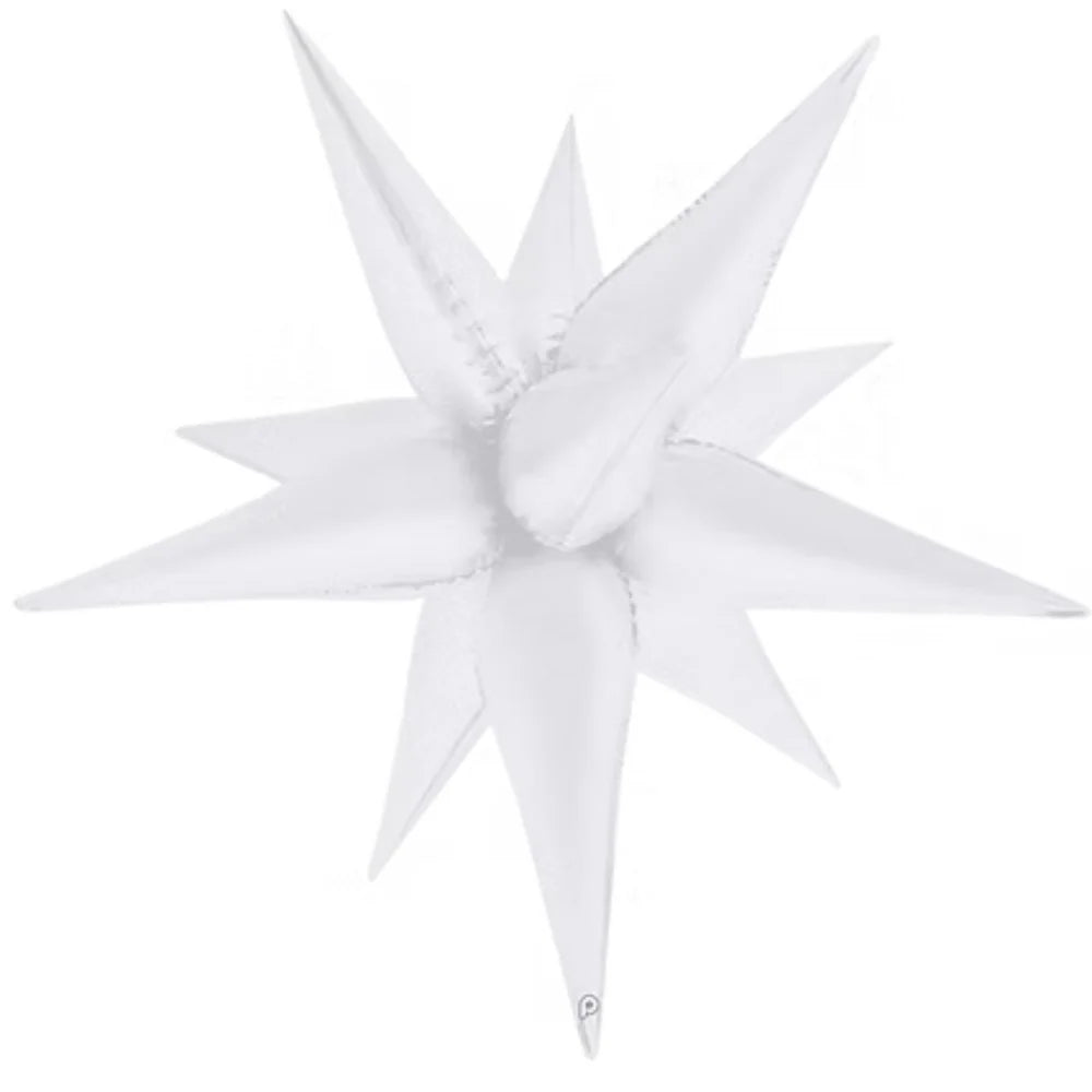 Prima 26 inch White Satin Starburst Foil Balloon