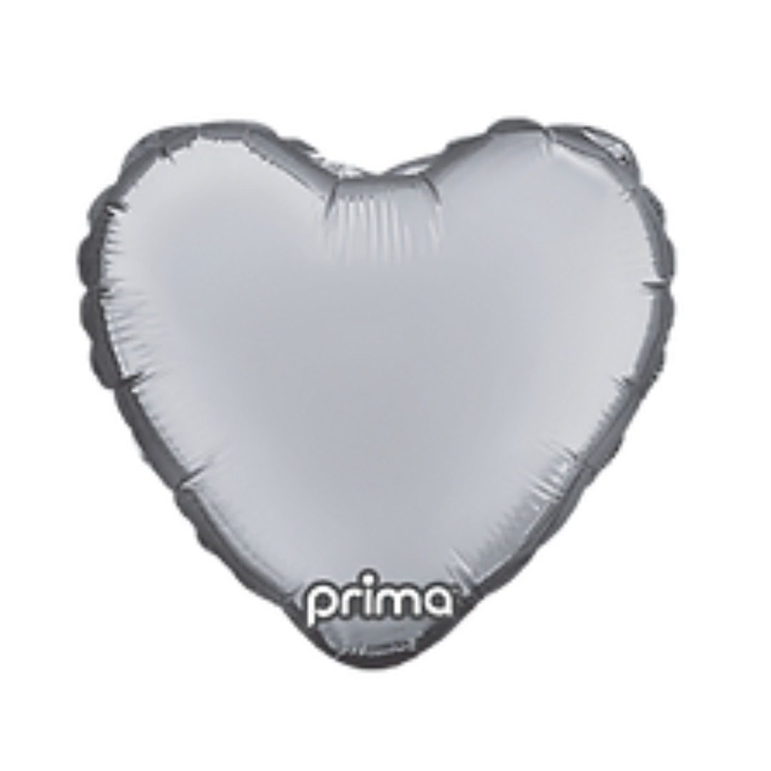 Prima 9 inch Silver Heart Foil Balloon