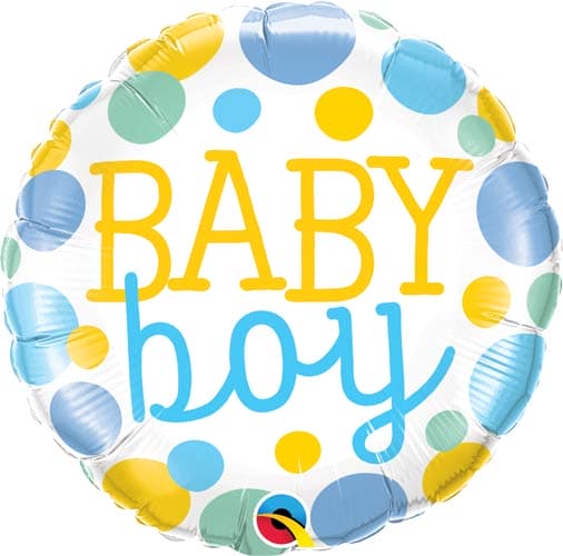 Qualatex 18 inch Baby Boy Dots Foil Balloon_q55385