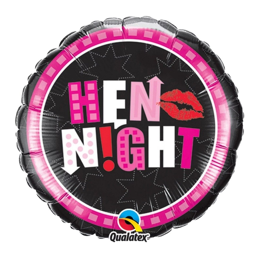 Qualatex 18 inch Hen Night Hot Pink & Black Hen Party Foil Balloon
