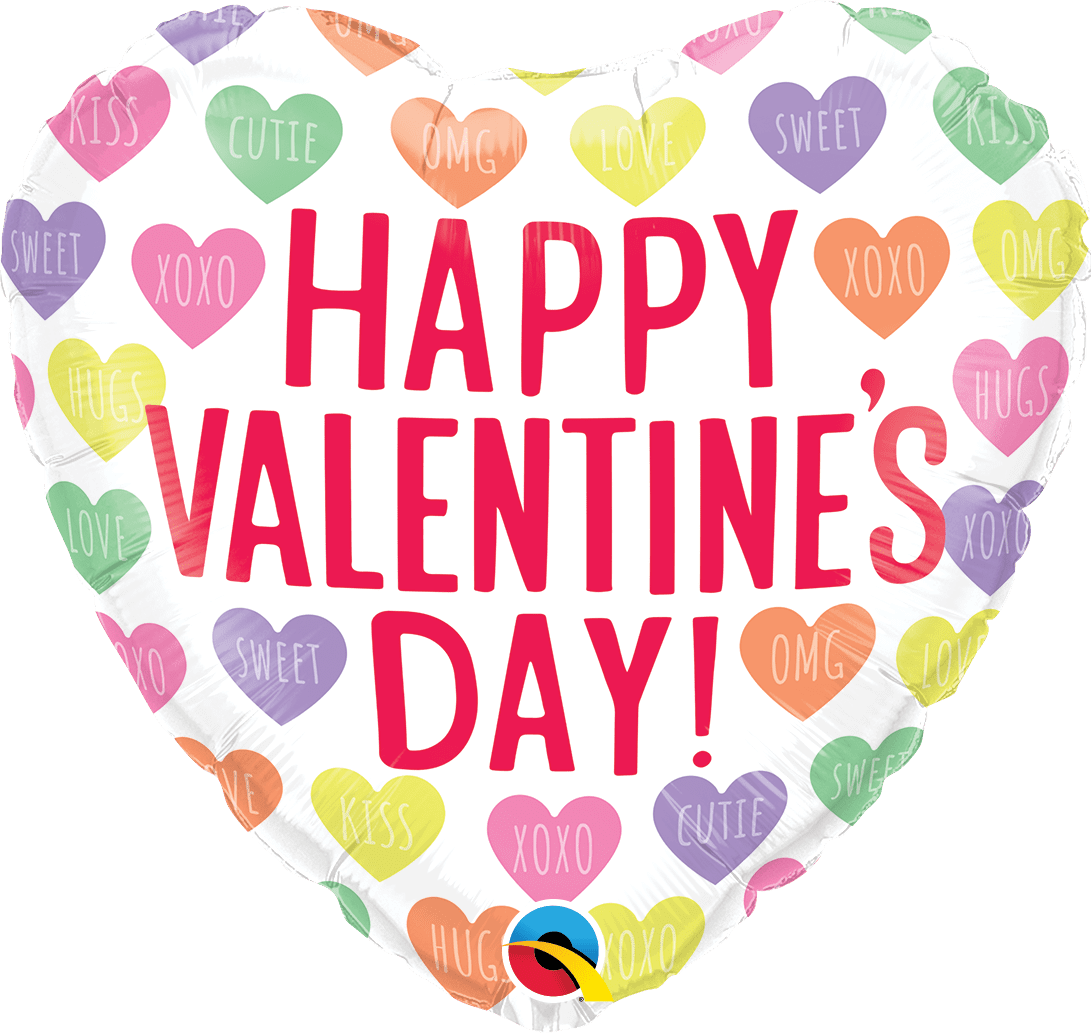Qualatex 18 inch Valentine's Conversation Hearts White Foil Balloon_24731