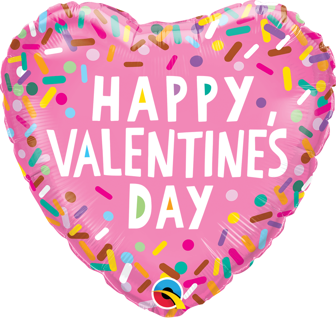 Qualatex 18 inch Valentine's Sprinkles Pink Heart Foil Balloon_97155