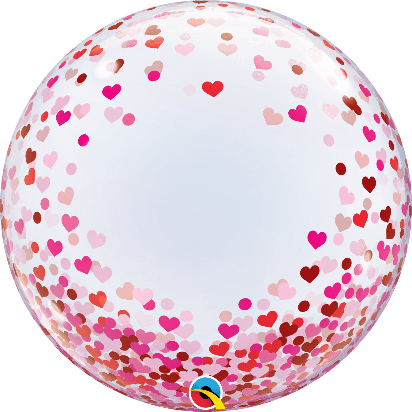 Qualatex 24 Inch Red Pink Confetti Hearts Deco Bubble  16579