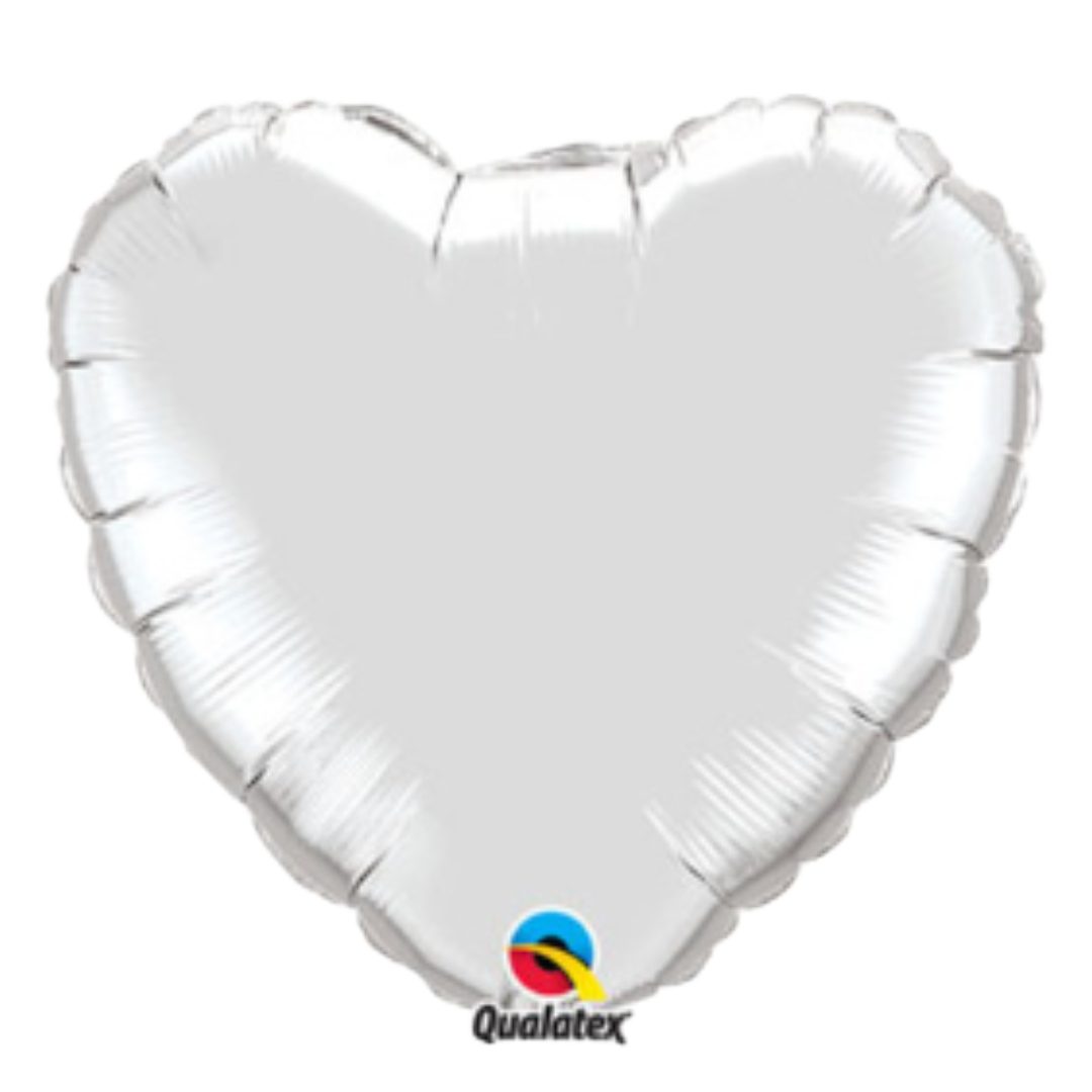 Qualatex 9 inch Silver Heart Mini Foil Balloon (Air-Filled)