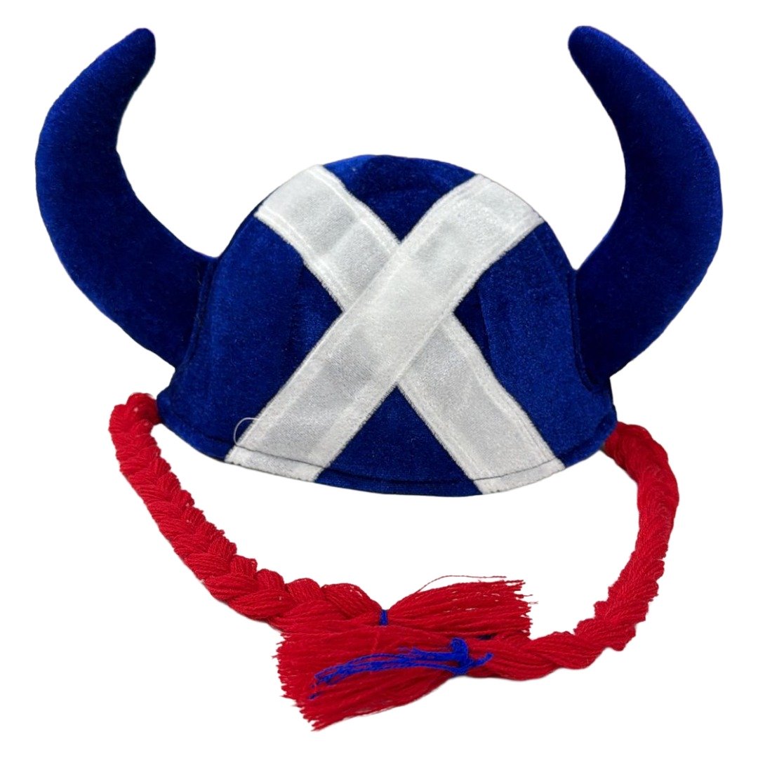 Scotland Saltire Viking Hat with Ginger Braids