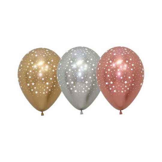 Sempertex 5 inch Reflex Stars Mixed Colours Latex Balloons 20015352