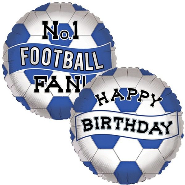 Sensations International 18 inch Birthday No.1 Football Fan Blue White Foil Balloon_BL-FB18-09-500__56530