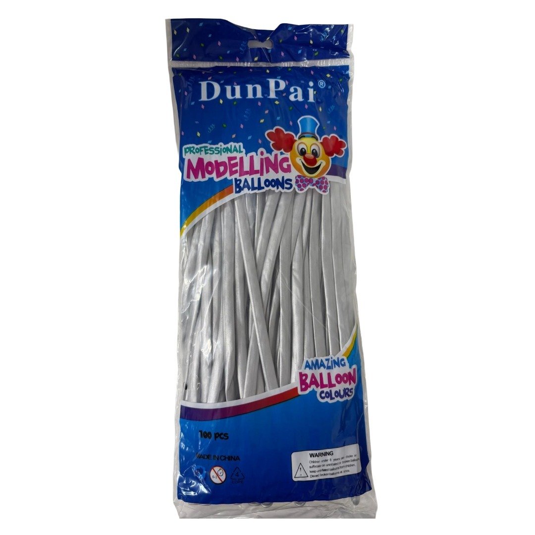 Silver 260 Modelling Latex Balloons 100pk