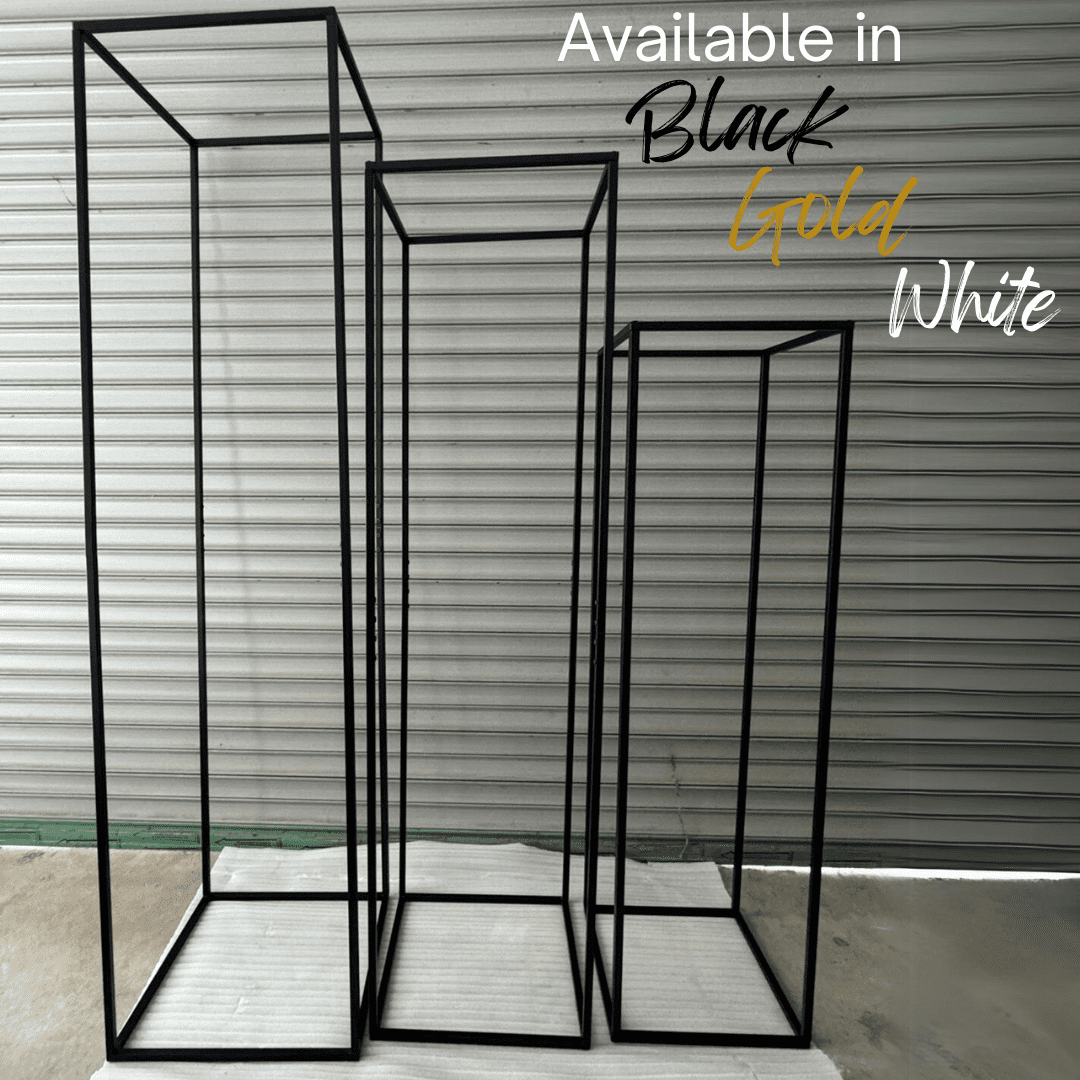 Srt of 3 rectangualr plinth metal stands