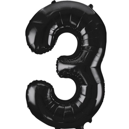 Unique 34 inch Black Foil Number Balloons Age 3