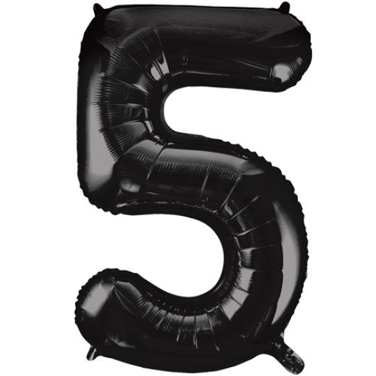 Unique 34 inch Black Foil Number Balloons Age 5