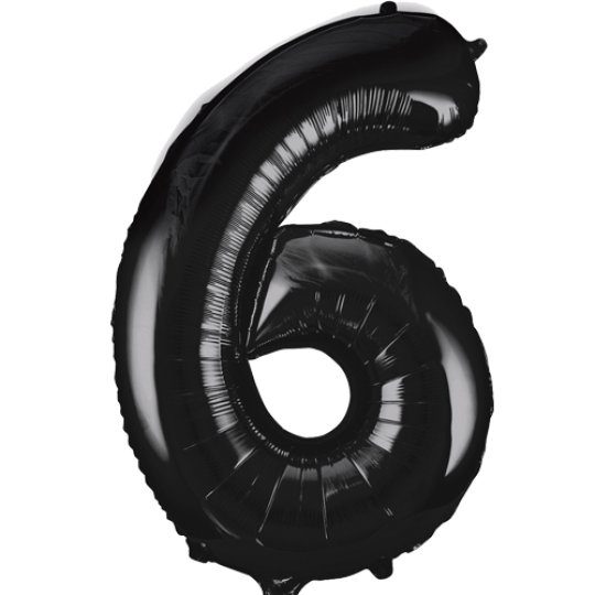 Unique 34 inch Black Foil Number Balloons Age 6