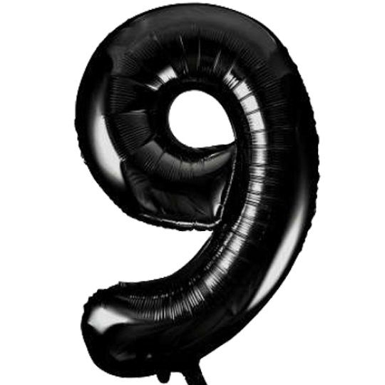 Unique 34 inch Black Foil Number Balloons Age 9