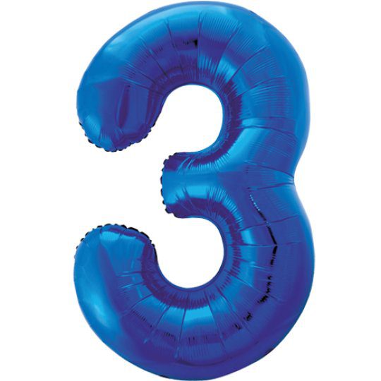 Unique 34 inch Blue Foil Number Balloons Age 3